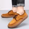 2024 Brand New Men's Cow Suede Leather Casual Shoes Round Toe Lace-up Soft Sole Loafers Breathable Daily Commute Driving Shoes
