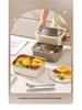 Korean Square 304 Stainless Steel Lunch Box with Airtight Glass Lid - Microwave Safe