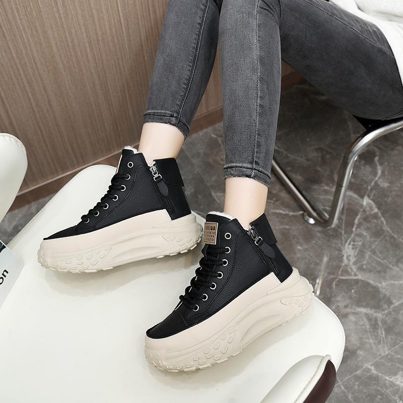 New High-top Women's Shoes Winter Style Plush Warm Cotton Shoes Casual Board Shoes Sports Student Shoes