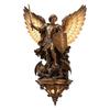 Archangel Wall Sconce Resin Religious Decor Light With Bronze Style Finish and Backlit Detail for Bedroom, Prayer Corner and Hallway Display