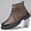 Fashion Fashion Men's Casual Leather Walking Boots Design High Top Outdoor Shoes New Men Motorcycle Boots All-match Comfy Ankle Boots
