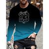 Men's Gradient Graphic Long-sleeved T-shirt, Casual And Sporty Printed