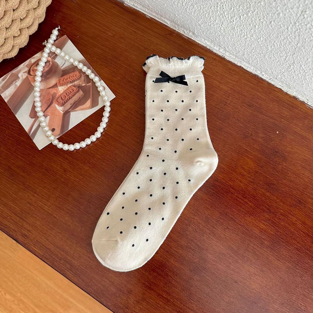 Women's New Autumn and Winter Bow in The Tube Pile Socks