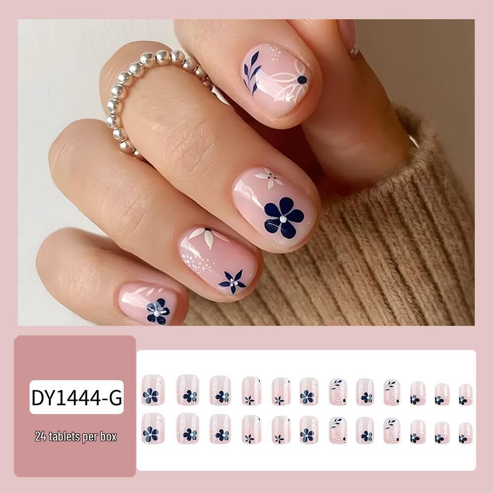 Spring & Summer Short Style White Nail Tip Stickers - Finished Product