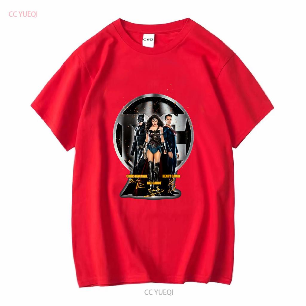 Gal Gadot Henry Cavill Christian Bale Unterschrift T-Shirt lange oder kurze Ärmel vintage gewaschen Grafik Unisex Freizeit