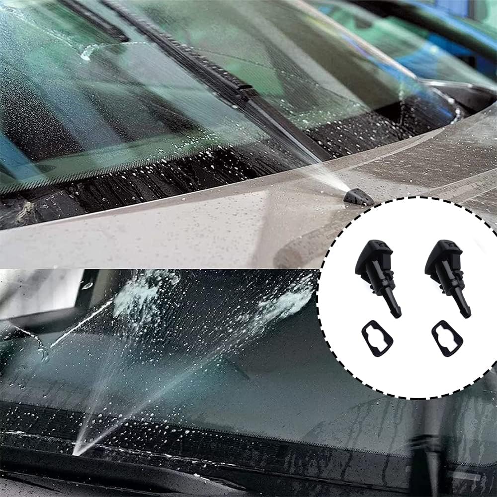 ASUBHA 2PCS Front Windshield Washer Nozzles, Windshield Wiper Sprayer Nozzle Jet Kit Replacement for Most Cars, Ram Replaces 4805742AB, 4805742AC,