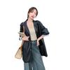 Spring and Autumn New Small Popular Jacket Super Good-looking Black Leather Jacket Women's Medium and Long