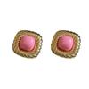 Silver Needle Stone Twisted Pleated Lines Square Earrings Medieval Vintage Earrings Light Luxury High-end Earrings Women