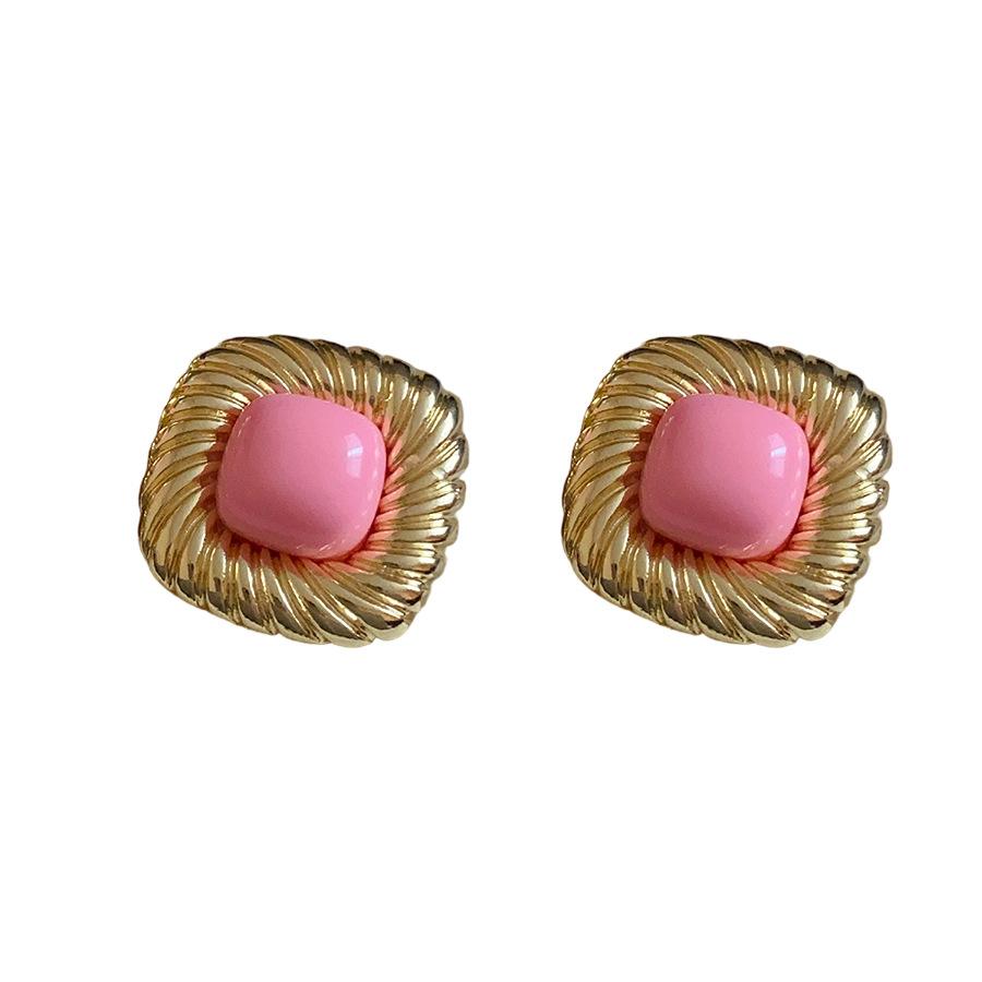 Silver Needle Stone Twisted Pleated Lines Square Earrings Medieval Vintage Earrings Light Luxury High-end Earrings Women