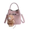 Classic Pu Basket Handbag With Adjustable Shoulder Strap For Casual Outings