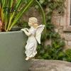 Söt Ängelfigur i Harts, Vintage Flicka Staty, Planter Klättrare Blomkruka Hängande Dekor för Kant Inomhusväxt Accenter