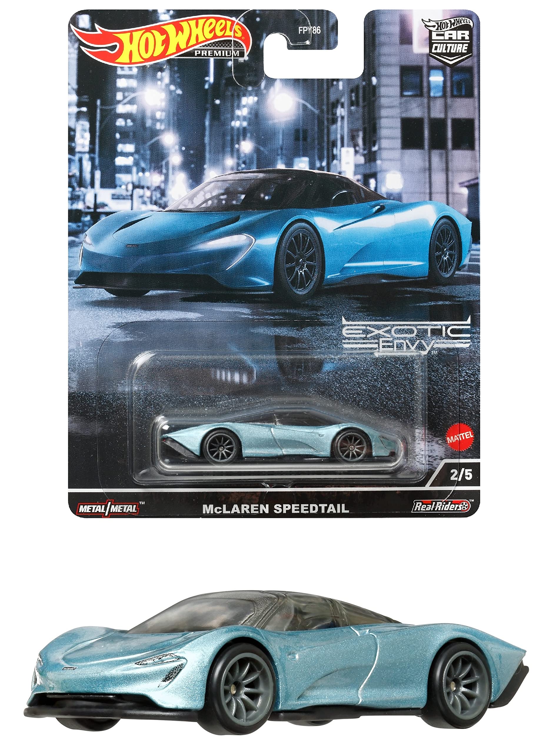 

Hot Wheels Car Culture Exotic Envy McLaren Speedtail лет и HCJ92 [3 вверх] светло-синий