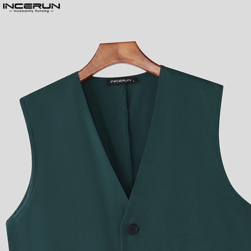 INCERUN Two Pieces Men Sleeveless Patchwork Waistcoat and Long Straight Pants Sets