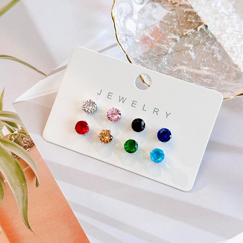 2/4/6/8Pcs Daily Versatile Chic Ear Jewelry Gifts Accessories Shiny Zircon Magnetic Stud Earrings Set For Women Men