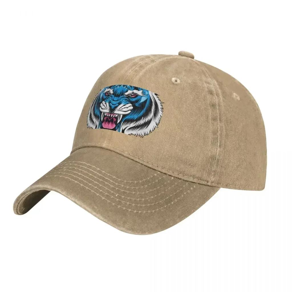 Blue Tiger Head Cowboy Hat Snapback Cap Bobble Hat Sun Hat For Children Men Women's