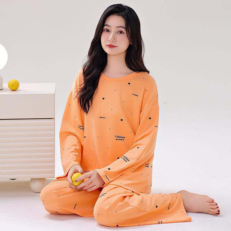 Pyjamas mit integrierten Brustpolstern Reine Baumwolle Langärmelig Damen Freizeit-Loungewear Damenmodelle