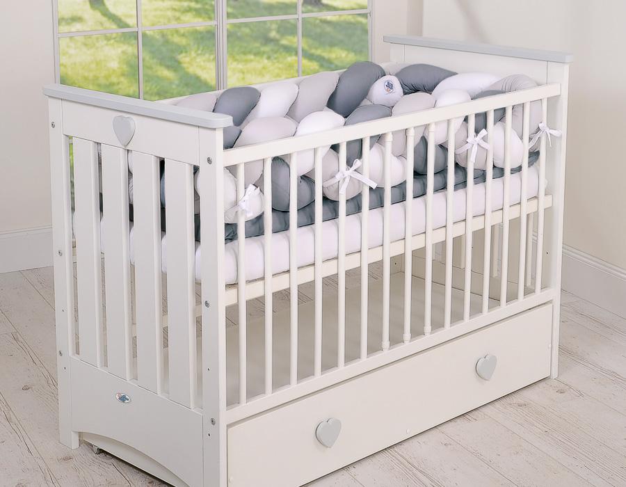 Braided cot bumper XXL - white-gray-anthracite