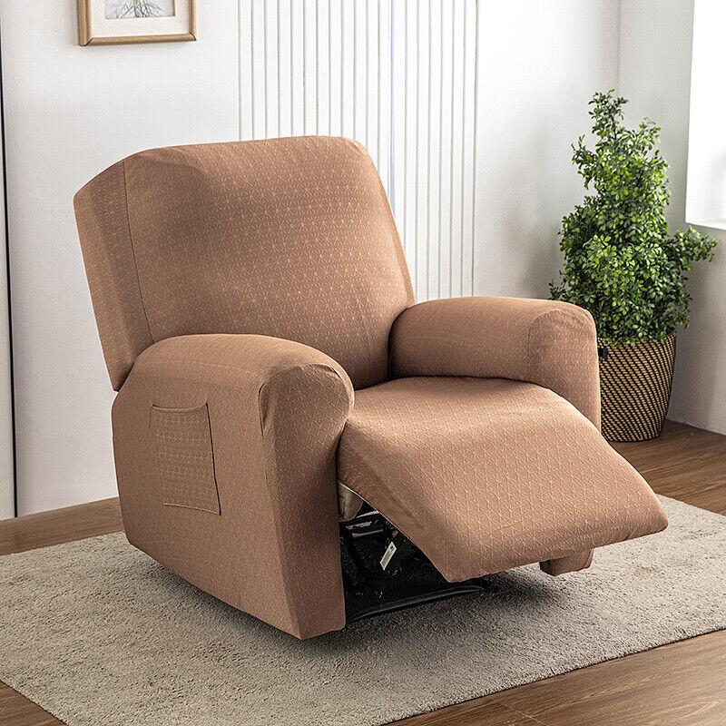 1seater Recliner Sofa Cover Ice Silk Jacquard Stretch Single Chair Covers Arm Sofa Slipcover Living Room Chair Protector