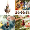 Adorable Acrylic Christmas Cartoon Chicken Car Pendant For Festive Holiday Decor