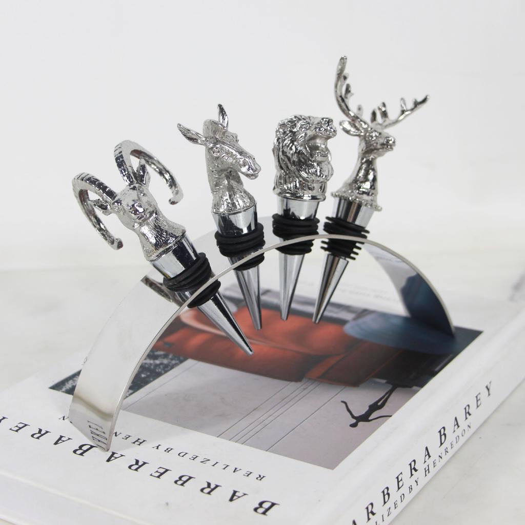 Metal Wine Stopper Silver Animal Head Sealing Plug Simulated Deer Sculpture Champagne Bottle Stopper Home Accessories