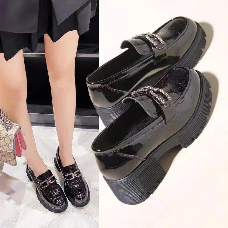 Leather British Style Small Leather Shoes Women's 2024 New Spring Platform One-pedal Women's Shoes Popular High-end Loafers