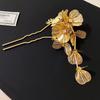 Gold Hanfu Hairpin Tassel Metal U Shape Hair Stick Retro   for Women