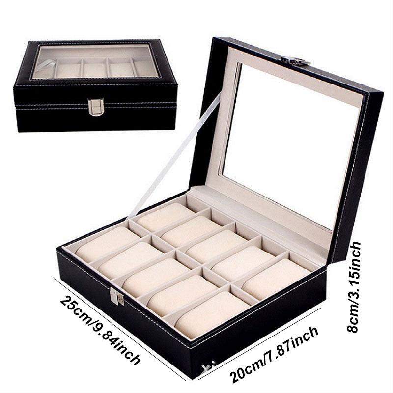 2/3/4/5/6/8/10/12 Slots PU Leather Watch Box Traditional Style Watch Storage Box Gift Watch Case With Lock