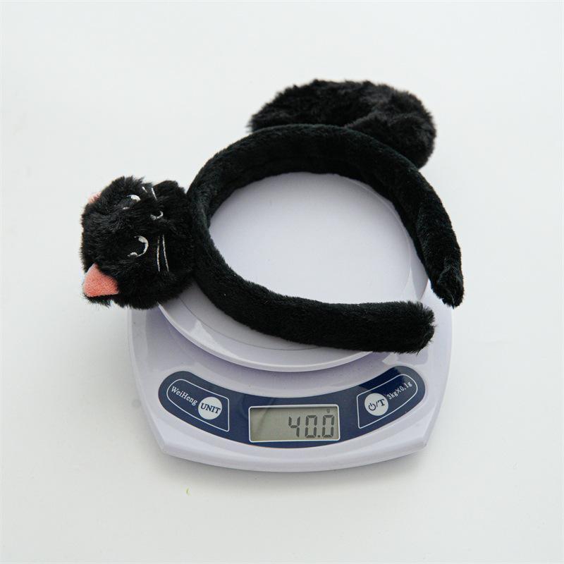 Black Cat Themed Hair Accessories Plush Halloween Styling Tools Cute Animal Ear Hair Ties Party Decorative Headwear