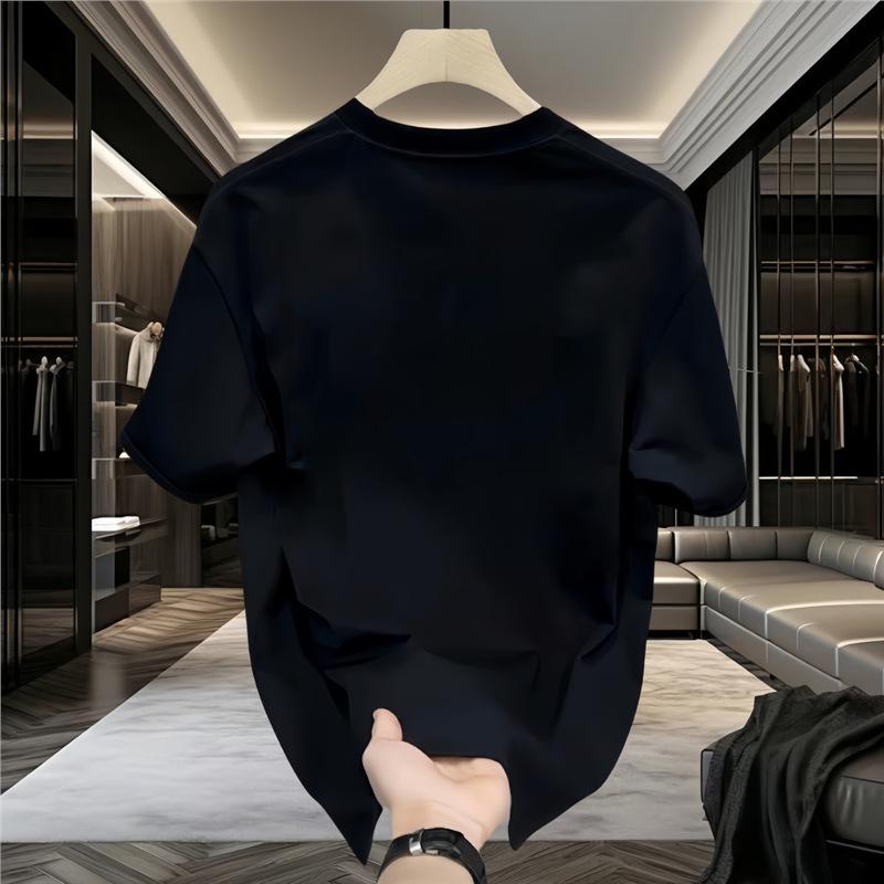 Pure Cotton Men's Casual Round Neck T-Shirt - Loose Fit, Short Sleeve, Summer Trend