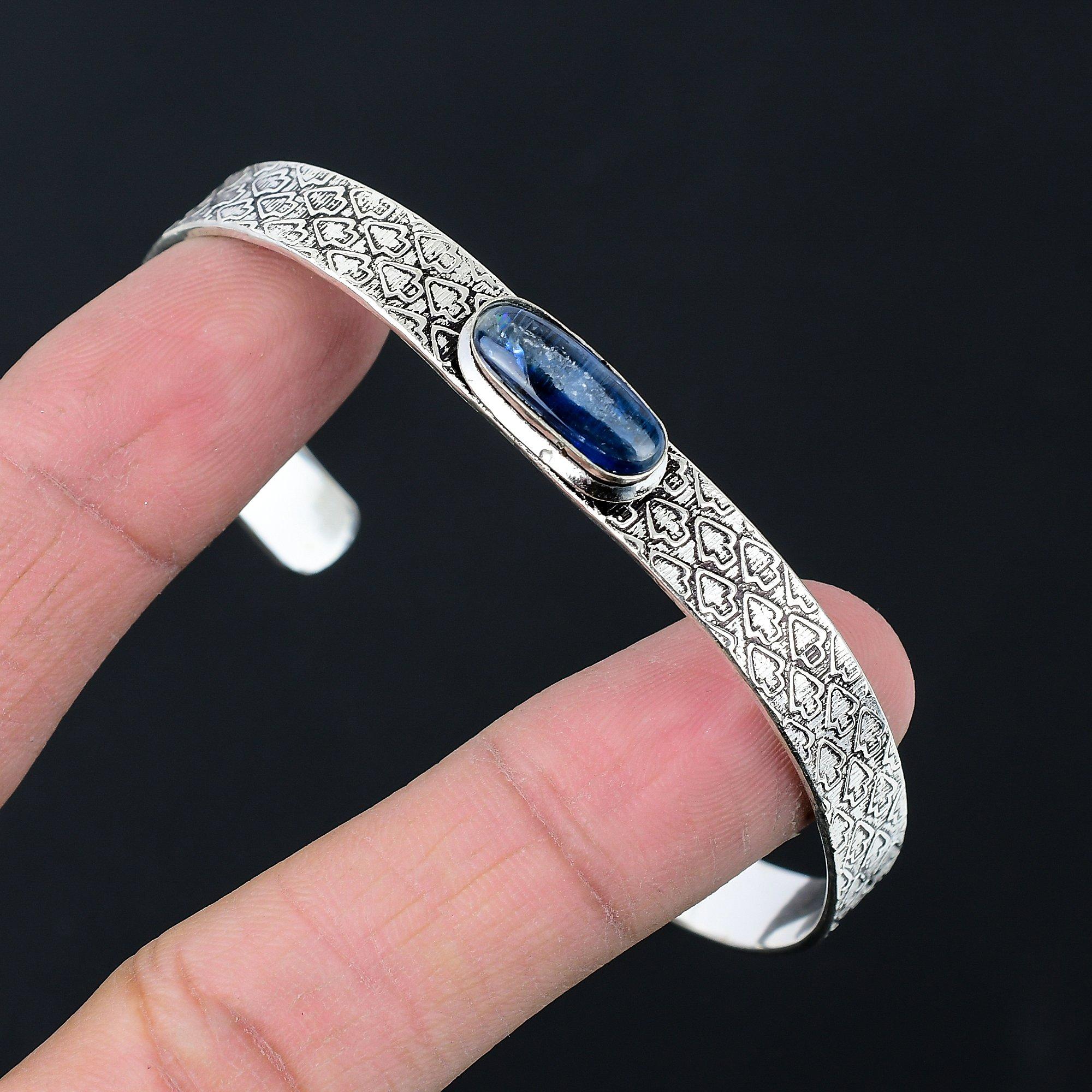 

American Dichroic Glass Stone 925 Sterling Silver Sister Unique Bangle Bracelet Adjustable