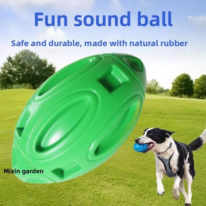 Rugby Ball Dog Squeaky Toy Pet Chew Balls For Medium Large Dogs Gift Durable