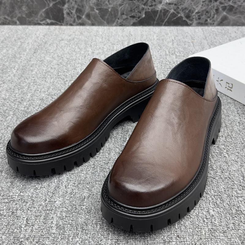 Fashion New Designer Cow Leather Dress Shoes for Men Fashion Casual Platform Men's Loafers Shoes Spring Soft-soled Chelsea Boots Male