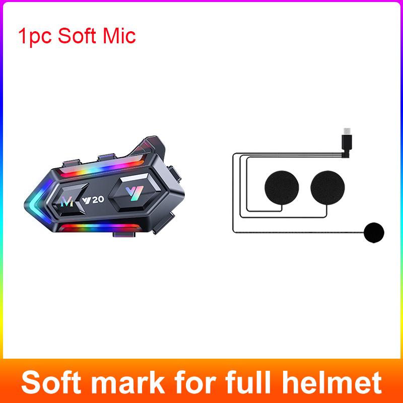Y20 Motorcycle Helmet Bluetooth Headset BT5.3 Handsfree Call Wireless Noise Reduction Waterproof Headphone with RGB Light