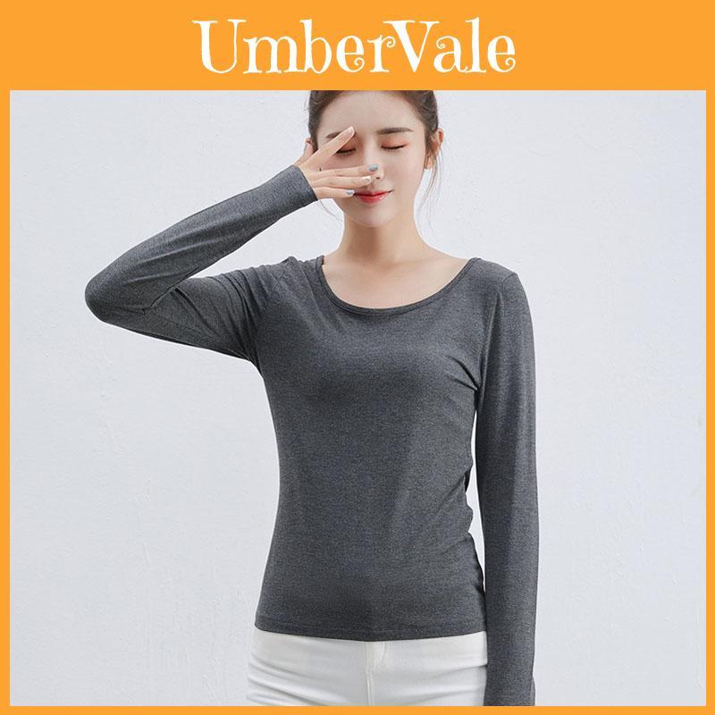 T-shirt da Donna a Manica Lunga Liscia in Miscela di Cotone Classica dal Fascino Intramontabile