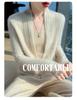 Women's High-End Slim Fit Wool Cardigan Sweater with Scarf Collar