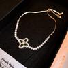 Zircon Round Geometric Flower Bracelet Vintage Style Bracelet Light Luxury High-End Hand Jewelry For Women