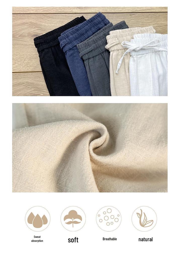 Men's Summer Cotton Linen Wide-Leg Trousers - Loose Fit Casual Pants