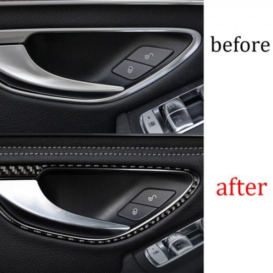 Interior Door Handle Cover Trim 4PCS For Mercedes-Benz GLC 2016-21 Carbon Fiber