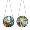 Suncatcher Ornament 19cm 2D Stained Animal Puzzle Butterfly Cat Window Decoration for Window Wall Home Living Room Bedroom