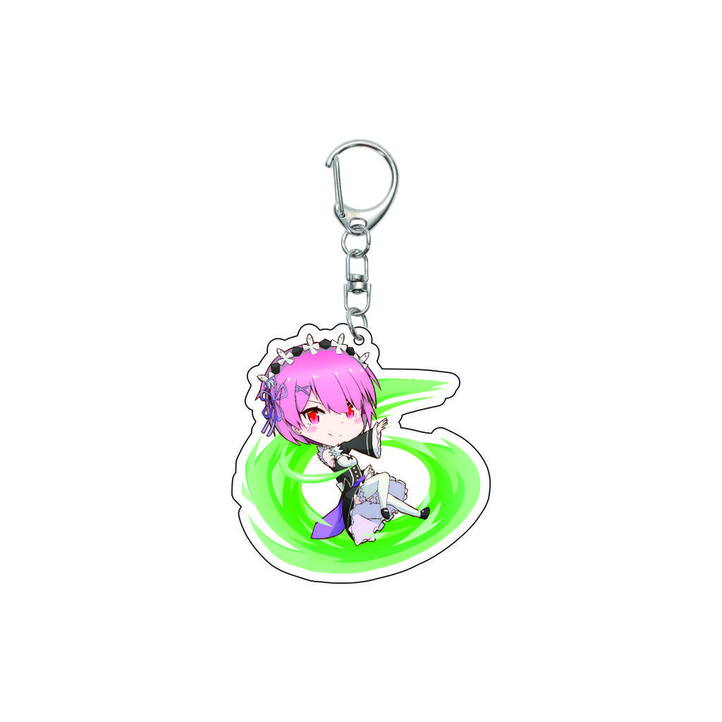 55MM Anime Re:ZERO - Iniziare la Vita in un Altro Mondo Portachiavi Natsuki Subaru Emilia Portachiavi Piastra Modello Acrilica Regali di Natale