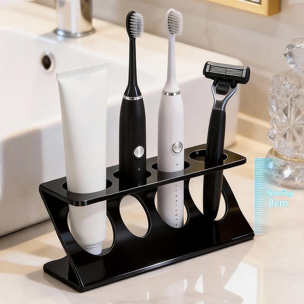 Toothbrush Holder Stand for Bathroom: Ventilated Organizer with Slots for Electric Toothbrushes, Toothpaste, Razors & Small Comb