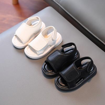Children's Solid Soft-Sole Sandals – Boys' Beach Shoes, Summer Girls' Leather Soft-Sole Solid Color Sandals