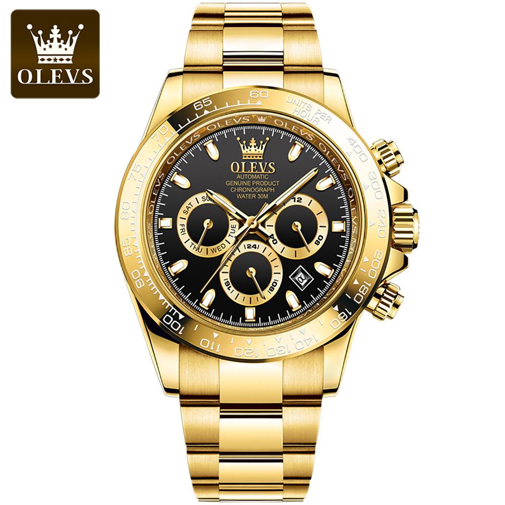 OLEVS New Quality Three-eye Watch Luminous Waterproof Multifunctional Automatic Mechanical Watch for Men