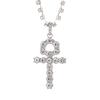 Necklace Single Row Diamond Chain Cross Key Pendant Hip Hop Necklace