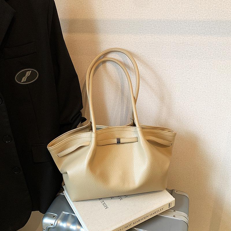 Vintage PU Leather Women's Tote Shoulder Bags Belt Design Ladies Daily Handbags Luxury Large Capacity Female Underarm Bag