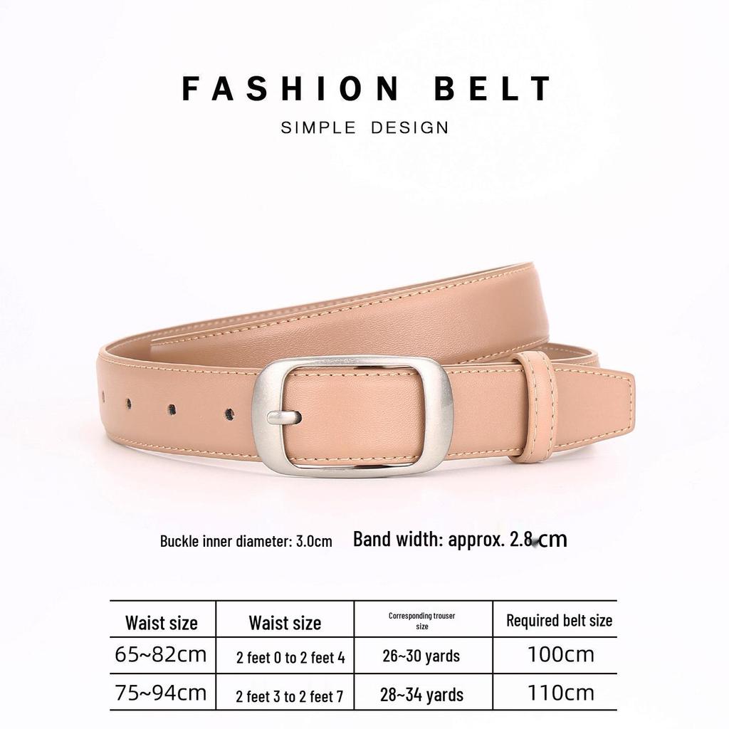 Women's Versatile Black Leather Belt - Fashionable Decorative Waistband for Jeans