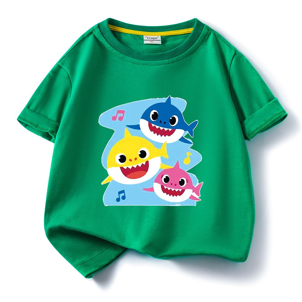 2024 Baby Shark Pure Cotton Short-Sleeve T-Shirt for Kids – Boys' and Girls' Summer Wear
