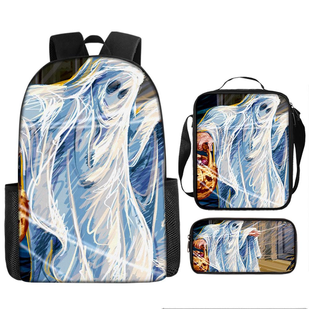 Pixel Halloween Student School Bag Cartoon School Bag Children's Backpack Anime Backpack Satchel