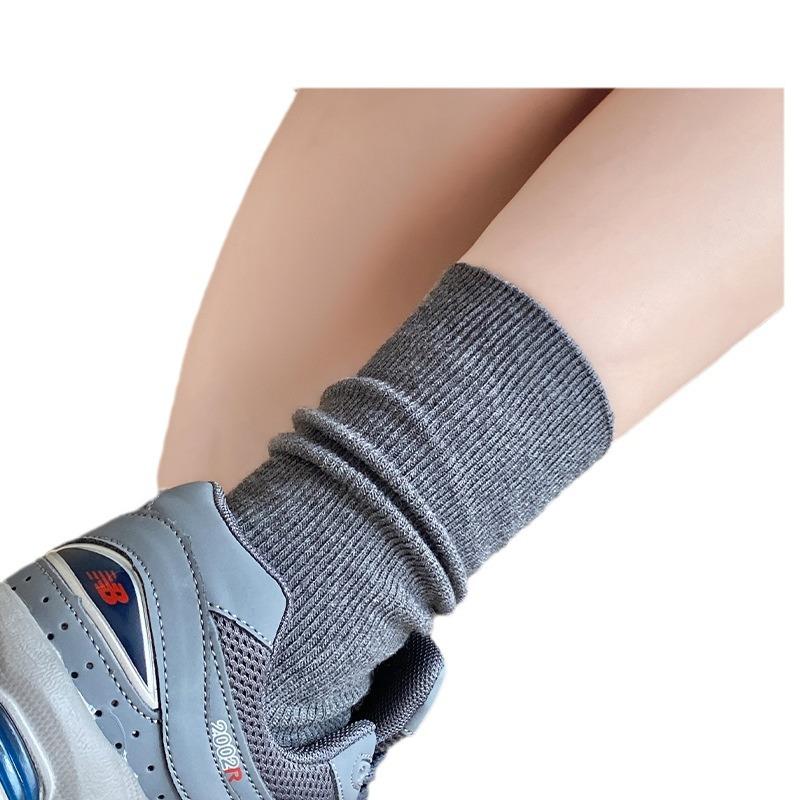 Gray Socks, Women'S Mid-Leg Socks, Summer Trendy Cotton Socks, Ballet Style, With German Training Shoes, Loose Mouth Piles Of Socks