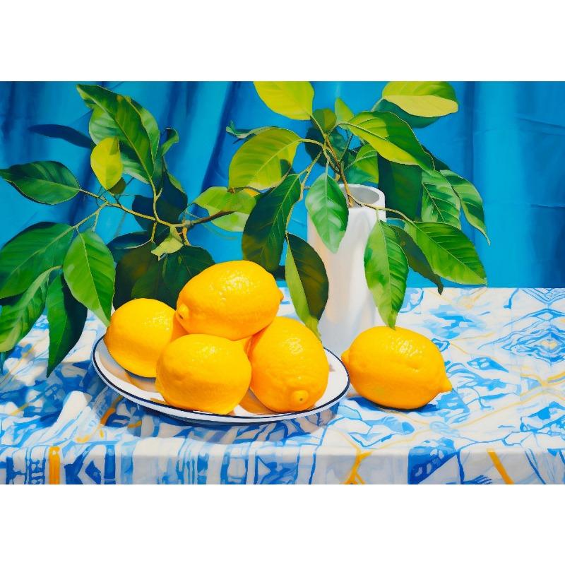 Apple Lemon Tree Still Life Canvas Painting Poster Vintage Fruit Print, Neutral Botanical Antique Kitchen Wall Art  Home Decor